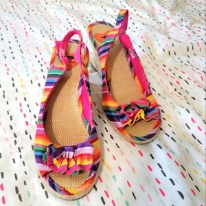 Rocket Dog wedge slingback espadrille C295 Rainbow fabric, size 10